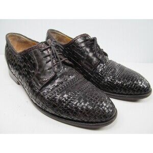 Dino Monti Ante Vintage Mens Black Leather Woven Lace Up Oxfords Size US 9 D